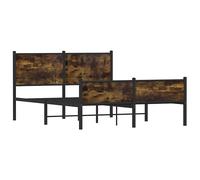 Metal Bed Frame with Headboard and Footboard Smoked Oak 140x190 cm vidaXL