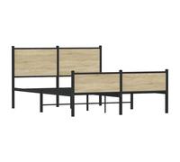 Metal Bed Frame with Headboard and Footboard Sonoma Oak 140x200 cm vidaXL