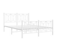 Metal Bed Frame with Headboard and Footboard White 135x190 cm Double vidaXL