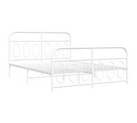 Metal Bed Frame with Headboard and Footboard White 150x200 cm King Size vidaXL