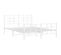 Metal Bed Frame with Headboard and Footboard White 150x200 cm King Size vidaXL
