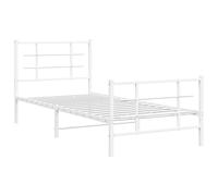 Metal Bed Frame with Headboard and Footboard White 90x190 cm Single vidaXL