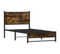 Metal Bed Frame with Headboard Base Bedstead Smoked Oak 90x200 cm vidaXL