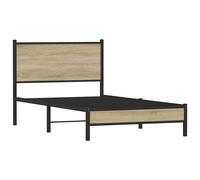 Metal Bed Frame with Headboard Base Bedstead Sonoma Oak 107x203 cm vidaXL