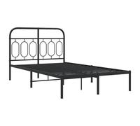 Metal Bed Frame with Headboard Base Black 120x190 cm Small Double vidaXL