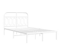 Metal Bed Frame with Headboard Base White 120x190 cm Small Double vidaXL
