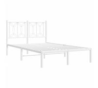 Metal Bed Frame with Headboard Base White 120x190 cm Small Double vidaXL