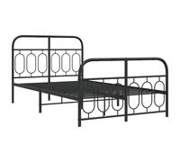 Metal Bed Frame with Headboard&Footboard Black 120x190 cm Small Double vidaXL