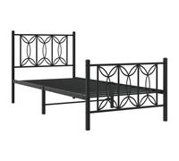 Metal Bed Frame with Headboard & Footboard Black 75x190 cm Small Single vidaXL