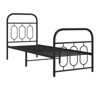 Metal Bed Frame with Headboard&Footboard Black 75x190 cm Small Single vidaXL