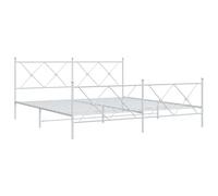 Metal Bed Frame with Headboard & Footboard White 180x200 cm Super King vidaXL