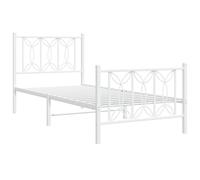 Metal Bed Frame with Headboard & Footboard White 75x190 cm Small Single vidaXL