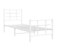 Metal Bed Frame with Headboard&Footboard White 75x190 cm Small Single vidaXL