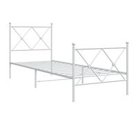 Metal Bed Frame with Headboard & Footboard White 75x190 cm Small Single vidaXL