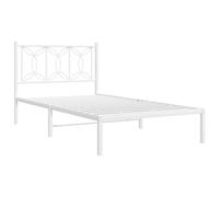 Metal Bed Frame with Headboard Home Base Bedstead White 107x203 cm vidaXL
