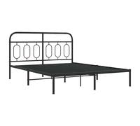Metal Bed Frame with Headboard Home Base Black 150x200 cm King Size vidaXL