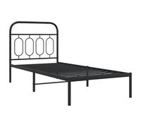 Metal Bed Frame with Headboard Home Base Black 90x190 cm Single vidaXL