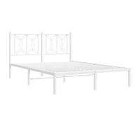 Metal Bed Frame with Headboard Home Base White 135x190 cm Double vidaXL