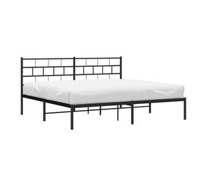 Metal Bed Frame with Headboard Mattress Foundation Black 193x203 cm vidaXL