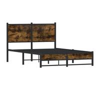 Metal Bed Frame with Headboard Smoked Oak 120x190 cm Small Double vidaXL