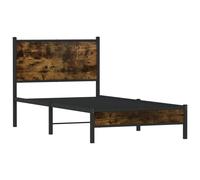 Metal Bed Frame with Headboard Smoked Oak 75x190 cm Small Single vidaXL