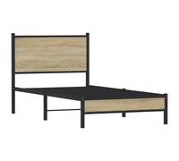 Metal Bed Frame with Headboard Sonoma Oak 75x190 cm Small Single vidaXL
