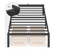 Metal bed frame with under bed storage for modern guest rooms, Ink Black / 190 x 90 x 35.6 cm / Single