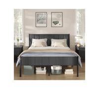 Metal bed frame with upholstered headboard and easy assembly, 207 x 151.5 x 104 cm / Slate Grey / King
