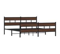 Metal Bed Frame without Mattress Base Bedstead Brown Oak 183x213 cm vidaXL