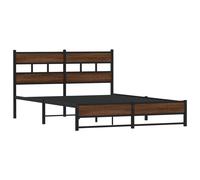 (brown oak, 135 x 190 cm) vidaXL Metal Bed Frame without Mattress Bed Base Bedstead Entertainment Centre