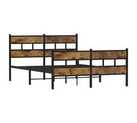 vidaXL Metal Bed Frame without Mattress Bed Smoked Oak 150x200 cm King Size