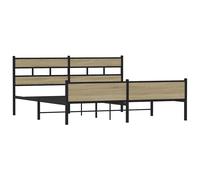 vidaXL Metal Bed Frame Without Mattress Sonoma Oak 183X213 cm, Brown