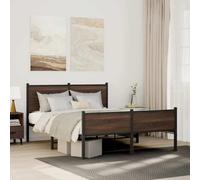 Metal Bed Frame without Mattress Brown Oak 150x200 cm King Size