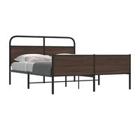 vidaXL Metal Bed Frame without Mattress Brown Oak 150x200 cm King Size