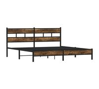 Metal Bed Frame without Mattress Home Base Smoked Oak 193x203 cm vidaXL