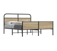 Metal Bed Frame without Mattress Smoked Oak 180x200 cm Super King Berkfield Home Brown Super King