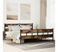 Metal Bed Frame without Mattress Smoked Oak 180x200 cm Super King Berkfield Home Brown Super King