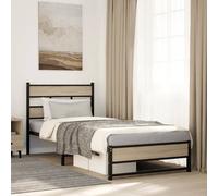 Metal Bed Frame without Mattress Sonoma Oak 107x203 cm