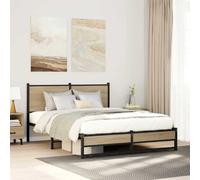 Metal Bed Frame without Mattress Sonoma Oak 150x200 cm King Size