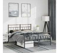 Metal Bed Frame with Headboard and Footboard Black 135x190 cm Double vidaXL