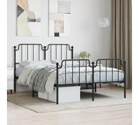 vidaXL Metal Bed Frame Without Mattress With Footboard black 140X200cm, Black