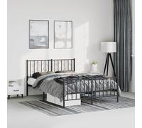 vidaXL Metal Bed Frame without Mattress with Footboard Black 150x200cm, Black
