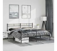 Metal Bed Frame without Mattress with Footboard Black 183x213cm