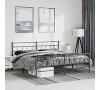 (black, 183 x 213 cm/with headboard & footboard) vidaXL Metal Bed Frame Bedroom Platform Bed Base Bedstead Mattress Foundation