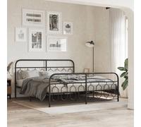 Metal Bed Frame with Headboard and Footboard Base Black 193x203 cm vidaXL