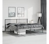 (193 x 203 cm, with headboard & footboard) vidaXL Metal Bed Frame with Headboard Home Bed Base Mattress Foundation Black
