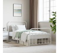 vidaXL Metal Bed Frame without Mattress with Footboard White 107x203cm