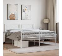 Metal Bed Frame without Mattress with Footboard White 120x200cm