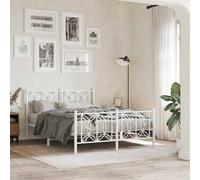 Metal Bed Frame with Headboard and Footboard White 135x190 cm Double vidaXL