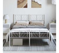 vidaXL Metal Bed Frame without Mattress with Footboard White 150x200cm